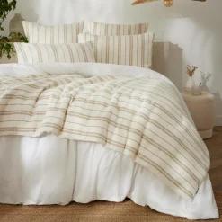 Edredon réversible coton texturé et percale (90 x 220 cm) Alice Ficelle