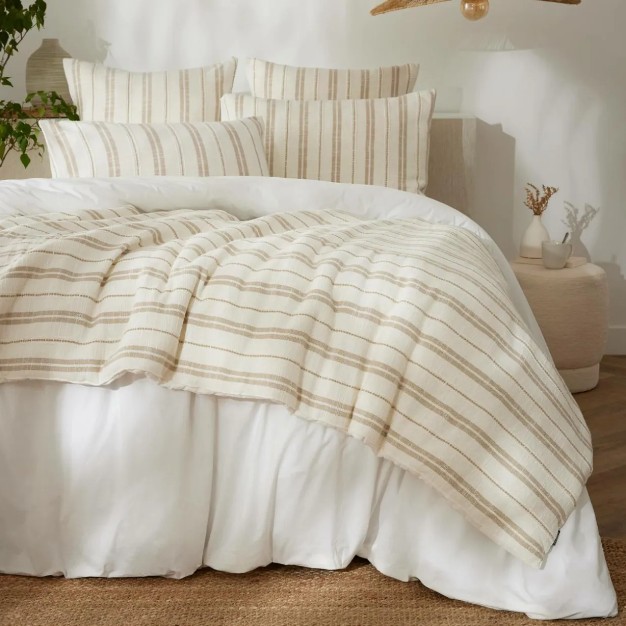 Edredon réversible coton texturé et percale (90 x 220 cm) Alice Ficelle