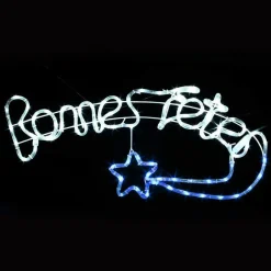 Enseigne lumineuse "Bonnes fêtes" 90 LED (90 x H41 cm) Bleu