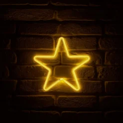 Enseigne lumineuse néon à piles (H26,8 cm) Étoile Jaune