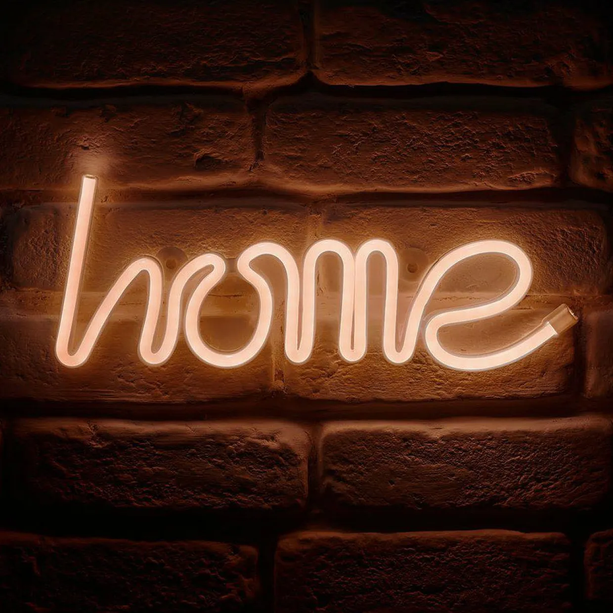 Enseigne lumineuse néon à piles (H13 cm) Home Blanc