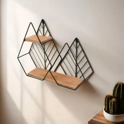 Etagère murale en bois et métal (48 x H36 cm) Urban Loft Noir