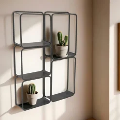 Etagère murale en métal 5 niveaux (H 77cm) Rétro Gris anthracite