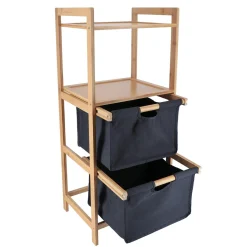 Etagère salle de bain avec paniers 3 niveaux (H90 cm) Purebamboo Noir