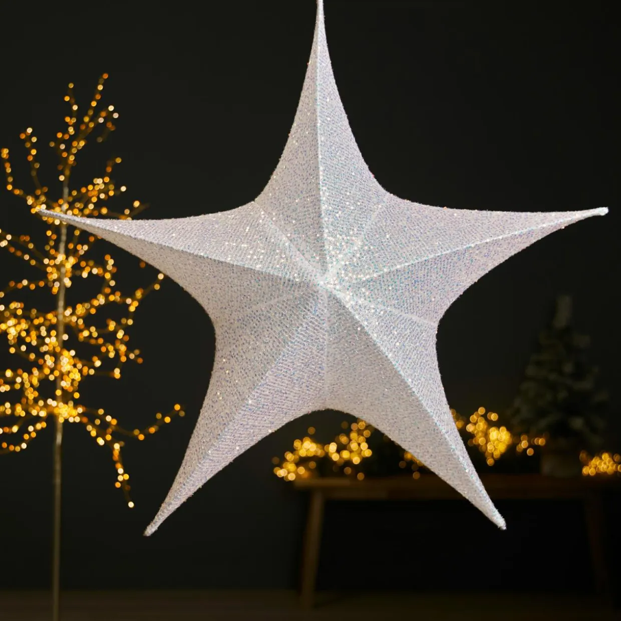 Etoile de Noël à suspendre (D65 cm) Christmas pailleté Irisé