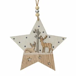 Etoile de Noël à suspendre (H14 cm) Cerf Naturel