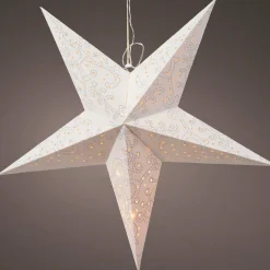 Etoile lumineuse à suspendre (H60 cm) Origami Blanc et blanc chaud