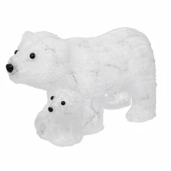 Famille d'ours polaire solaire 60 LED (H25 cm) Blanc froid
