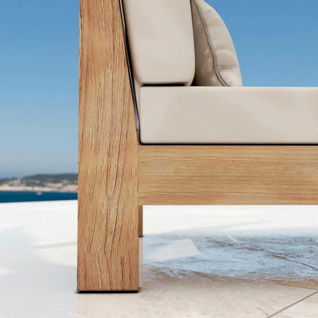 Fauteuil d'angle de jardin bois d'acacia Bornéo Sable