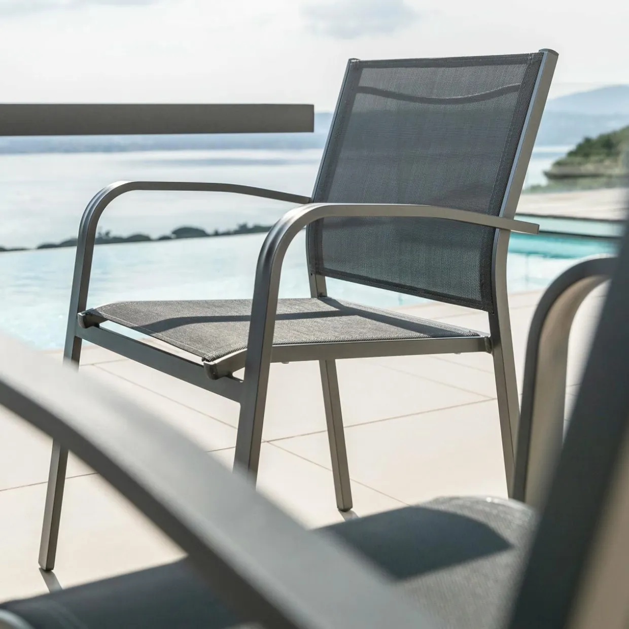 Fauteuil de jardin aluminium empilable Murano Gris anthracite