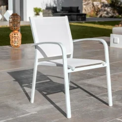 Fauteuil de jardin aluminium empilable Murano Blanc