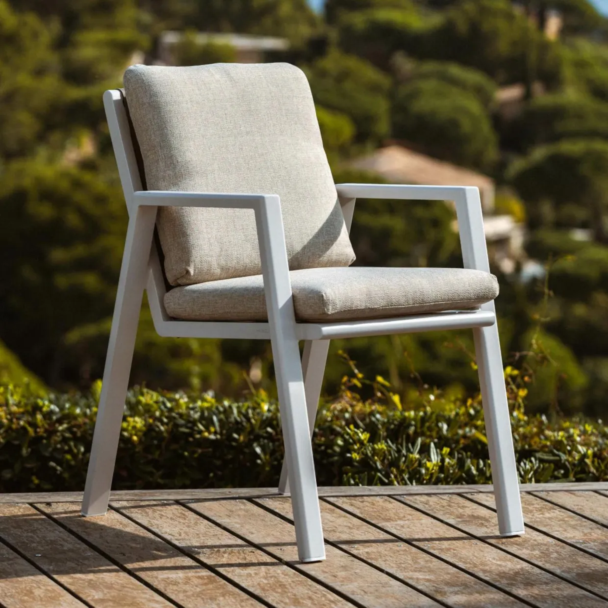 Fauteuil de jardin aluminium Long Beach Blanc cendré