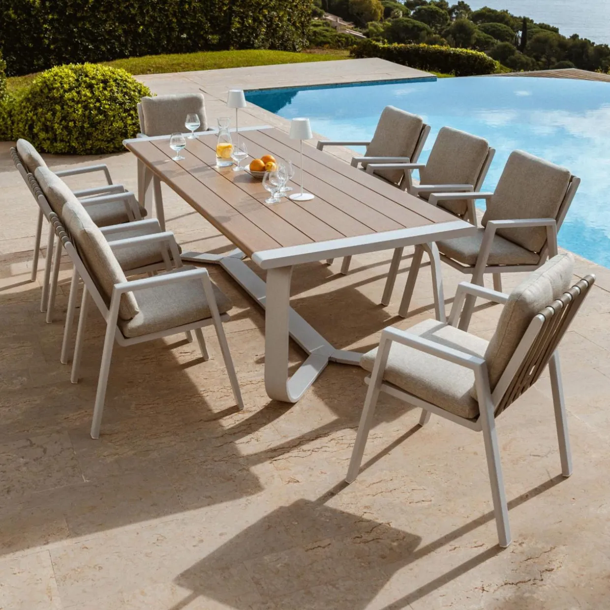 Fauteuil de jardin aluminium Long Beach Blanc cendré