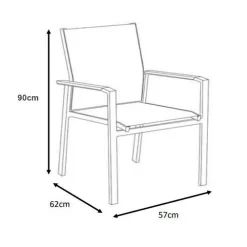 Fauteuil de jardin aluminium et bois teck empilable Bali Gris anthracite
