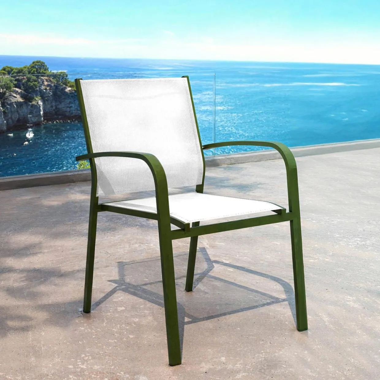 Fauteuil de jardin aluminium empilable Murano Vert olive