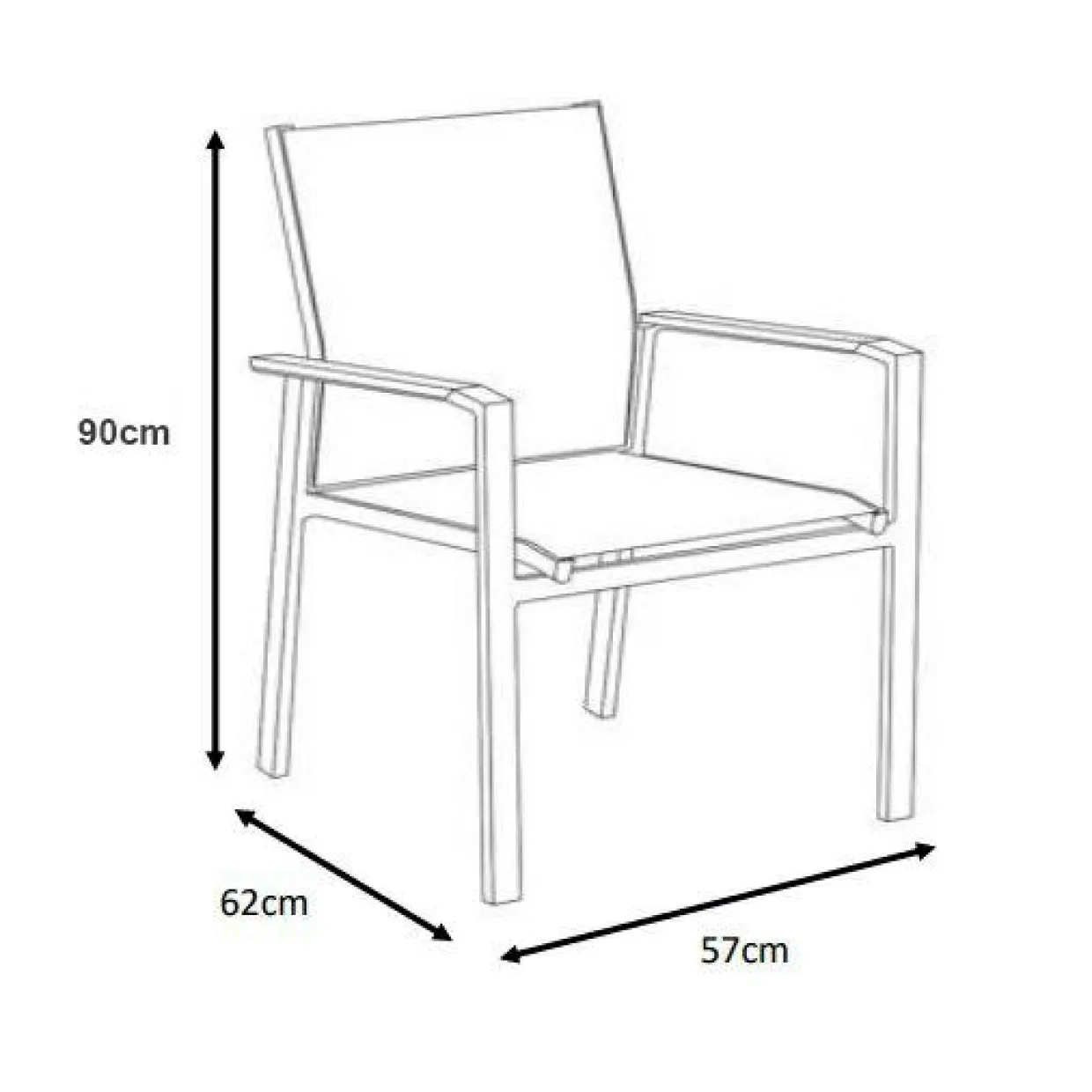 Fauteuil de jardin aluminium et bois teck empilable Bali Blanc