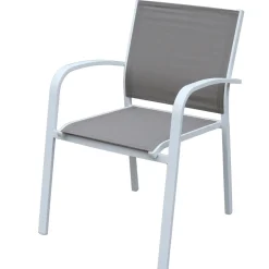 Fauteuil de jardin aluminium empilable Murano Blanc et taupe