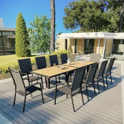 Fauteuil de jardin dossier haut aluminium empilable Murano Gris anthracite