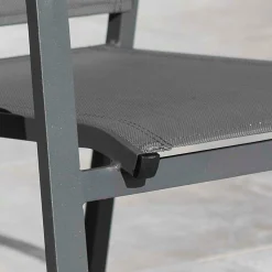 Fauteuil de jardin dossier haut aluminium empilable Murano Gris anthracite