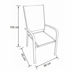 Fauteuil de jardin dossier haut aluminium empilable Murano Gris anthracite