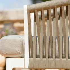 Fauteuil de jardin détente en aluminium Amalfi Blanc et taupe