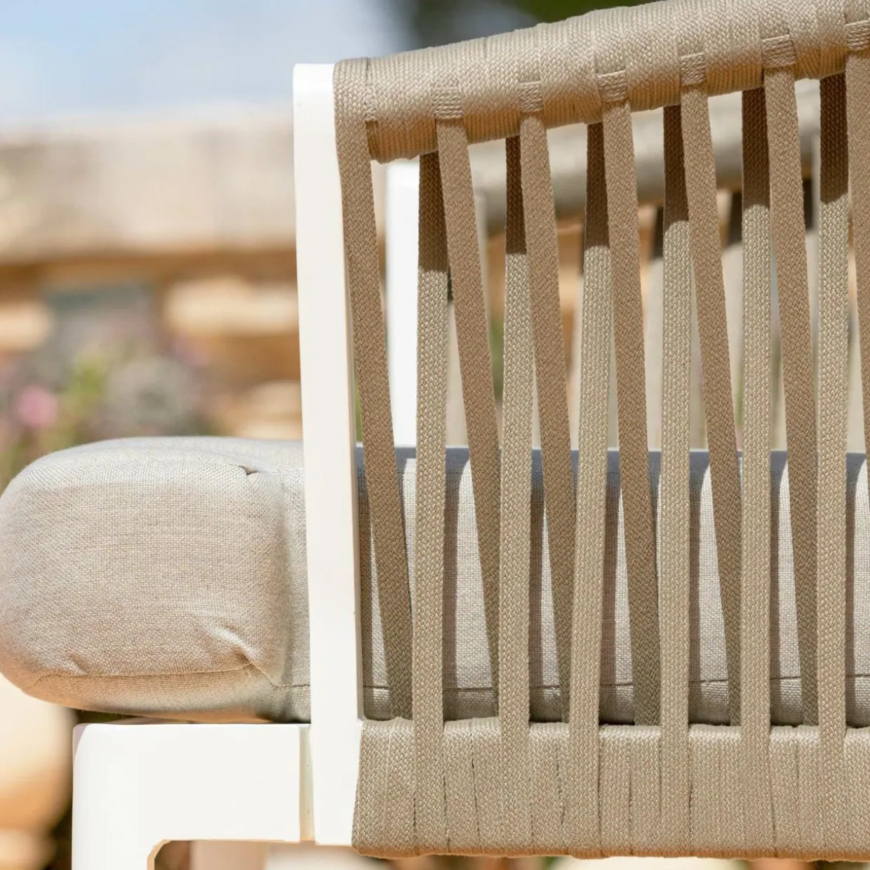 Fauteuil de jardin détente en aluminium Amalfi Blanc et taupe