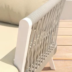 Fauteuil de jardin détente en aluminium Amalfi Blanc et beige