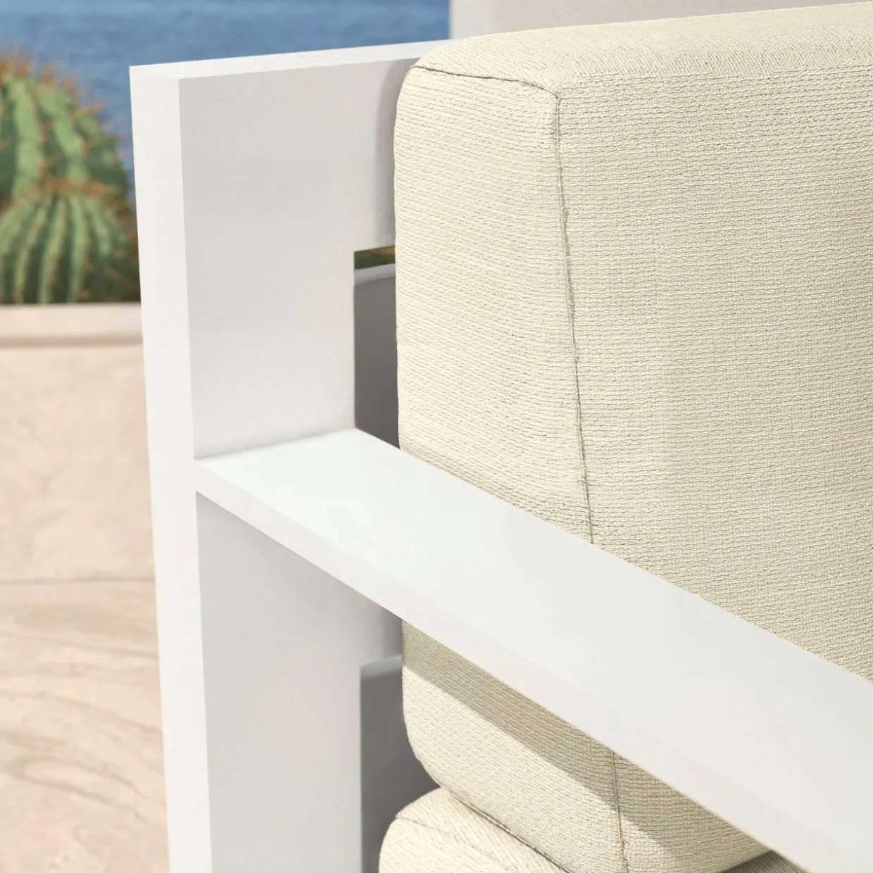 Fauteuil de jardin détente en aluminium Elba Blanc et beige