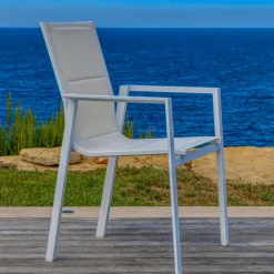 Fauteuil de jardin empilable aluminium Portofino Blanc