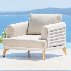 Fauteuil de jardin en aluminium Monte Carlo Blanc et taupe
