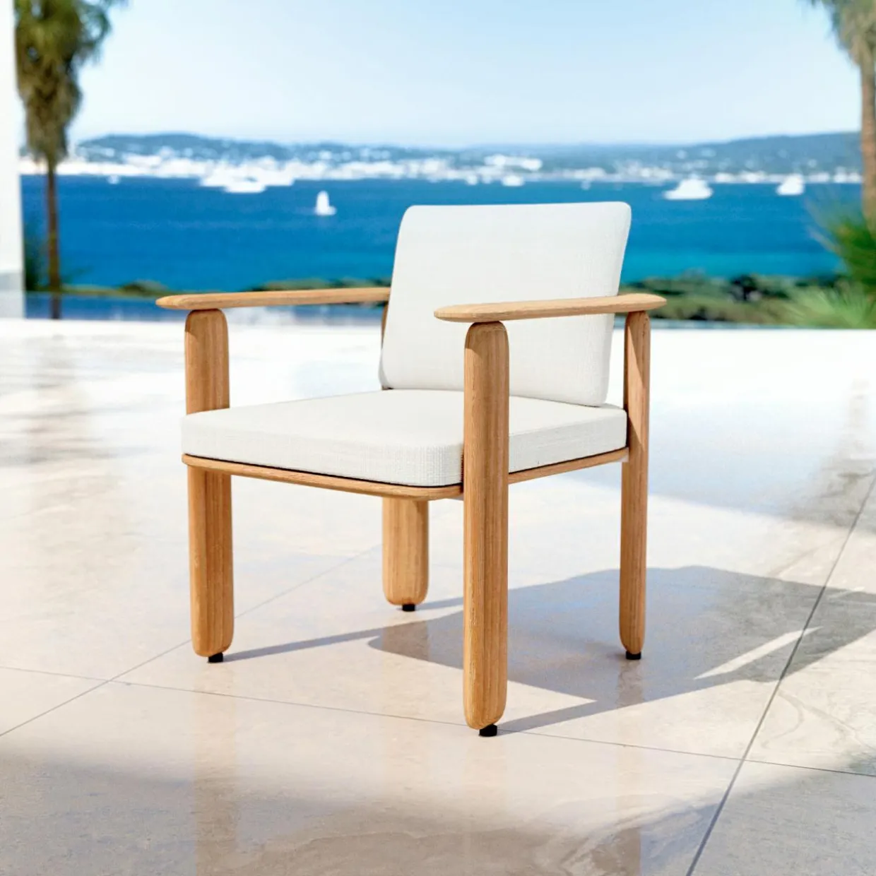 Fauteuil de jardin en bois teck Java Ecru