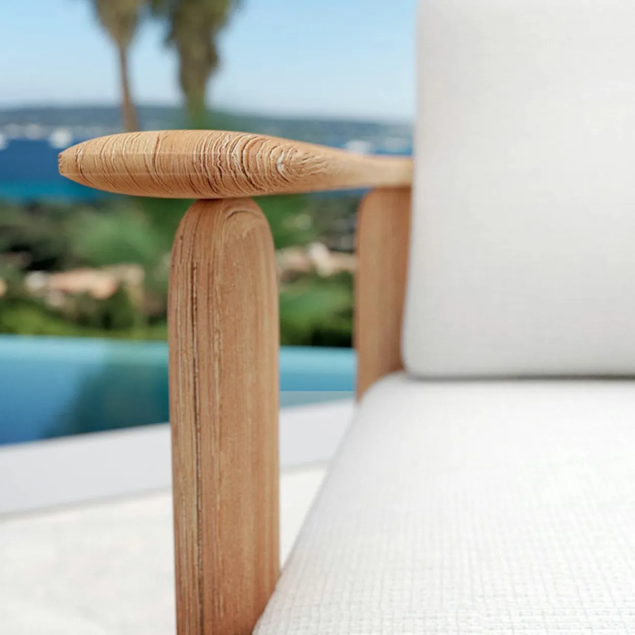 Fauteuil de jardin en bois teck Java Ecru