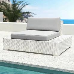 Fauteuil de jardin en résine tressée Palma Blanc et gris