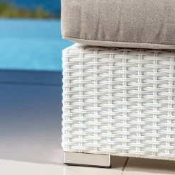 Fauteuil de jardin en résine tressée Palma Blanc et taupe
