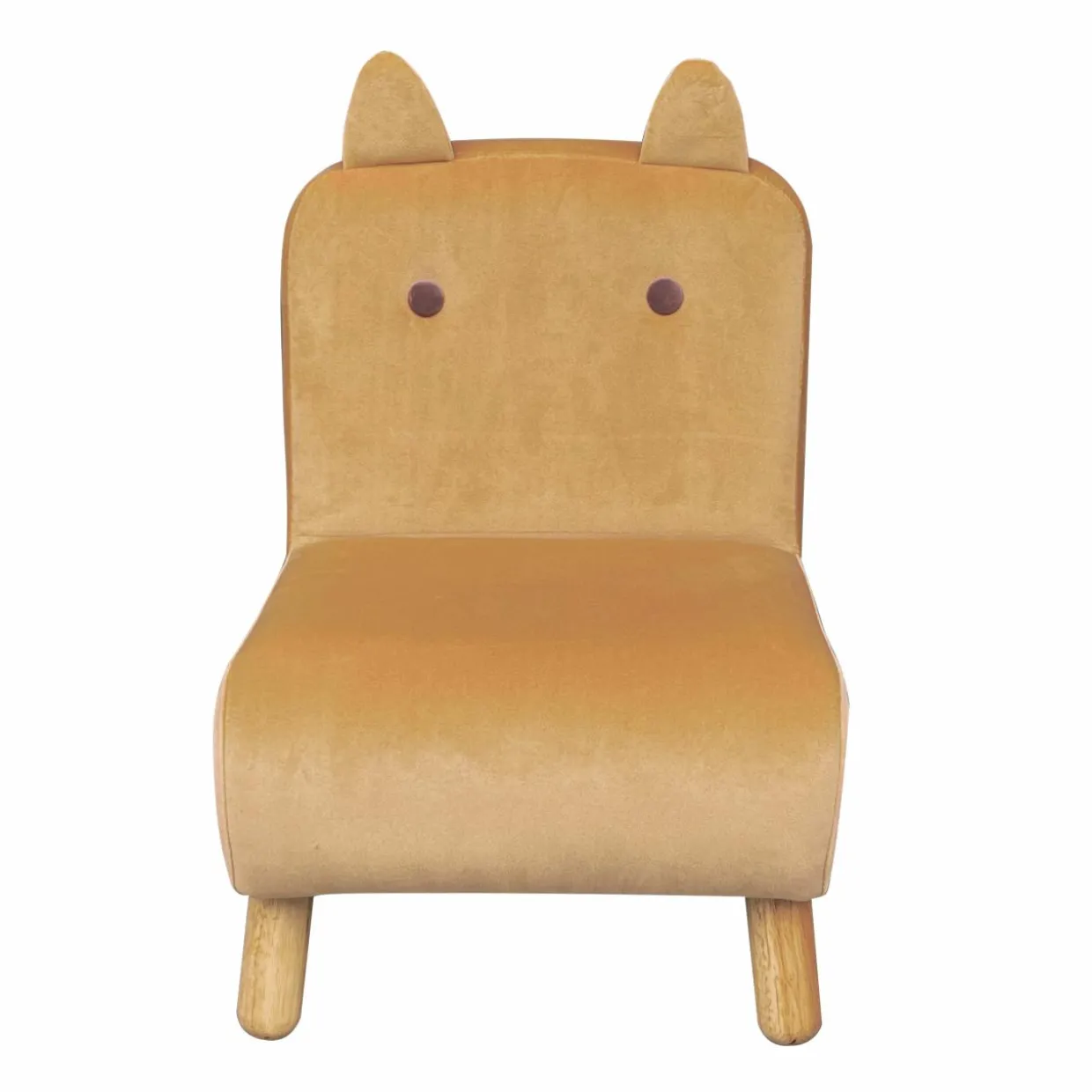 Fauteuil velours enfant (H50 cm) Hippo Jaune ocre