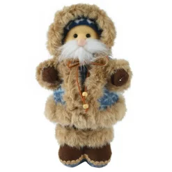Figurine de Noël (H32 cm) Esquimau douce fourrure Beige