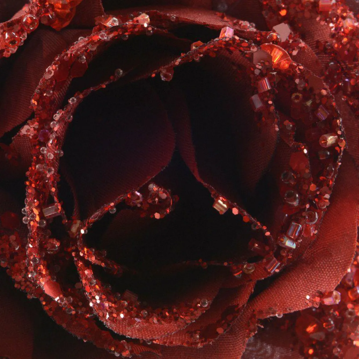Fleur décorative sur pince (D8,5 cm) pailletée Bordeaux