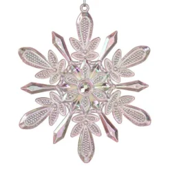 Flocon de Neige à suspendre (H14 cm) Glacé Rose