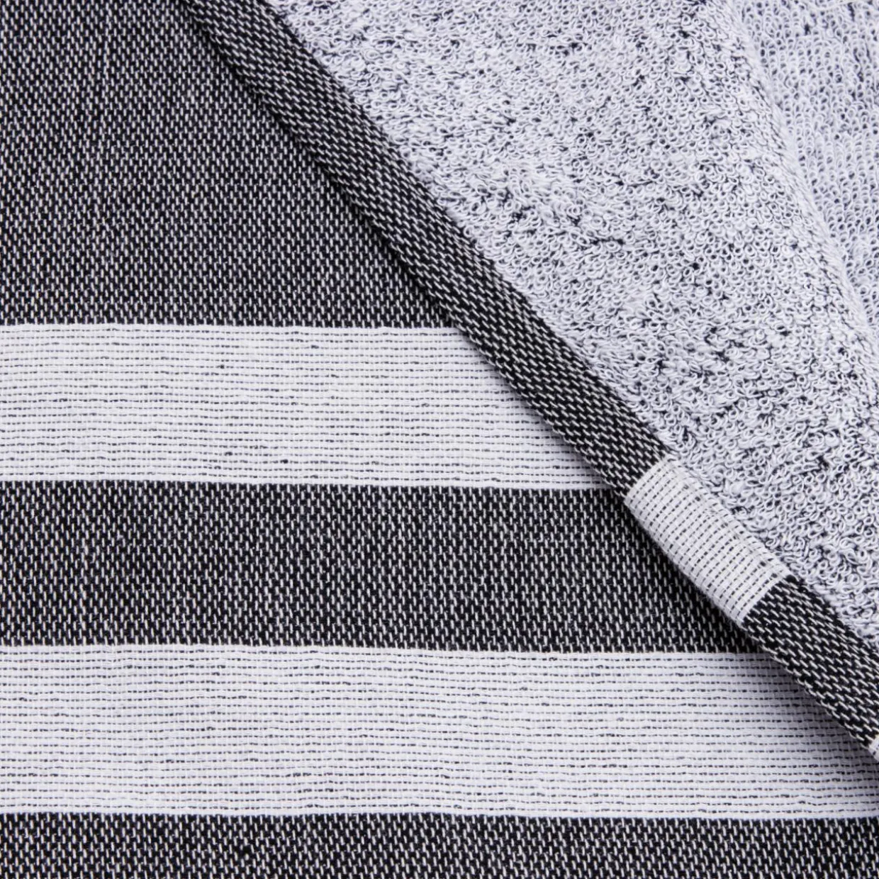 Fouta coton recyclé doublé éponge (100 x 200 cm) Coralia Noire