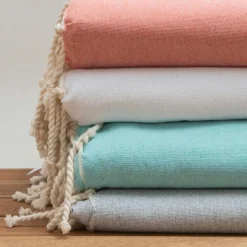 Fouta coton recyclé (200 x 200 cm) Ecume Bleu turquoise