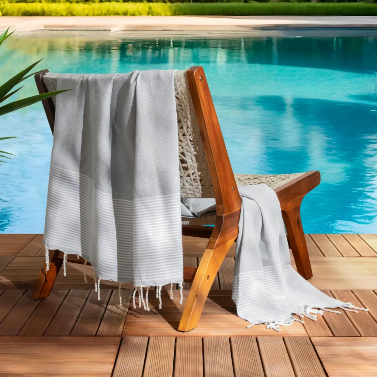 Fouta coton recyclé (100 x 200 cm) Océane Grise