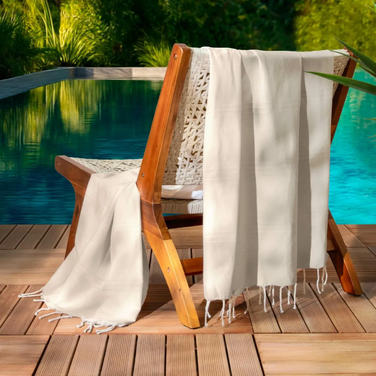 Fouta coton recyclé (100 x 200 cm) Sunshine Ecru