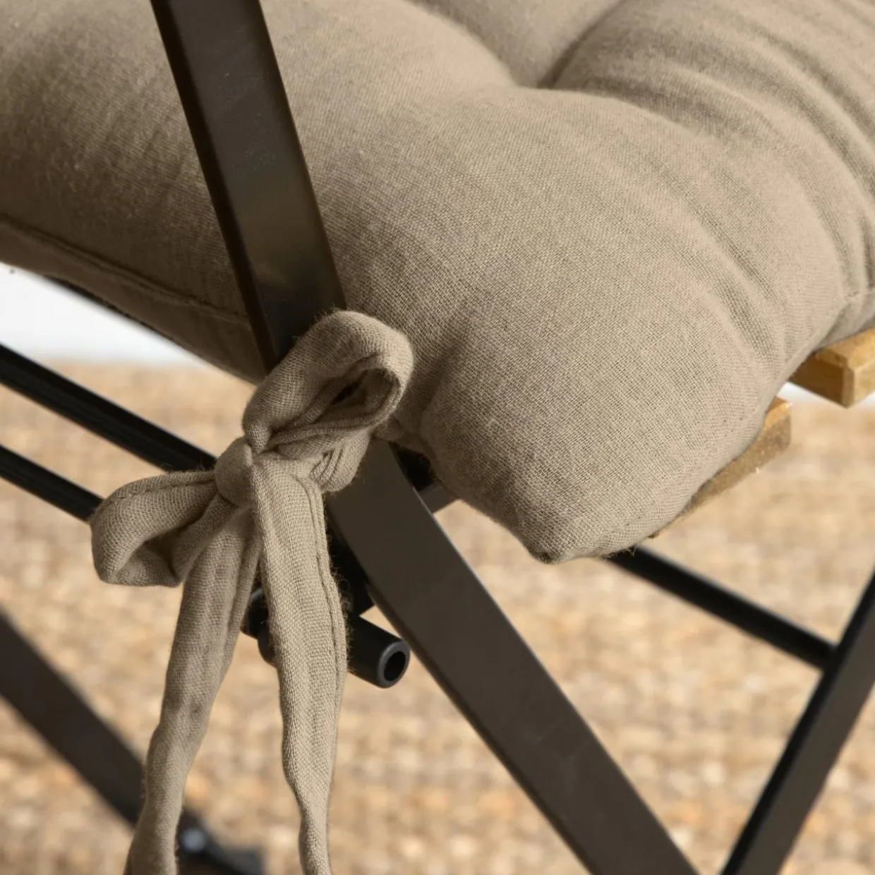 Galette de chaise carrée gaze de coton (40 x 40 cm) Gaïa Ficelle
