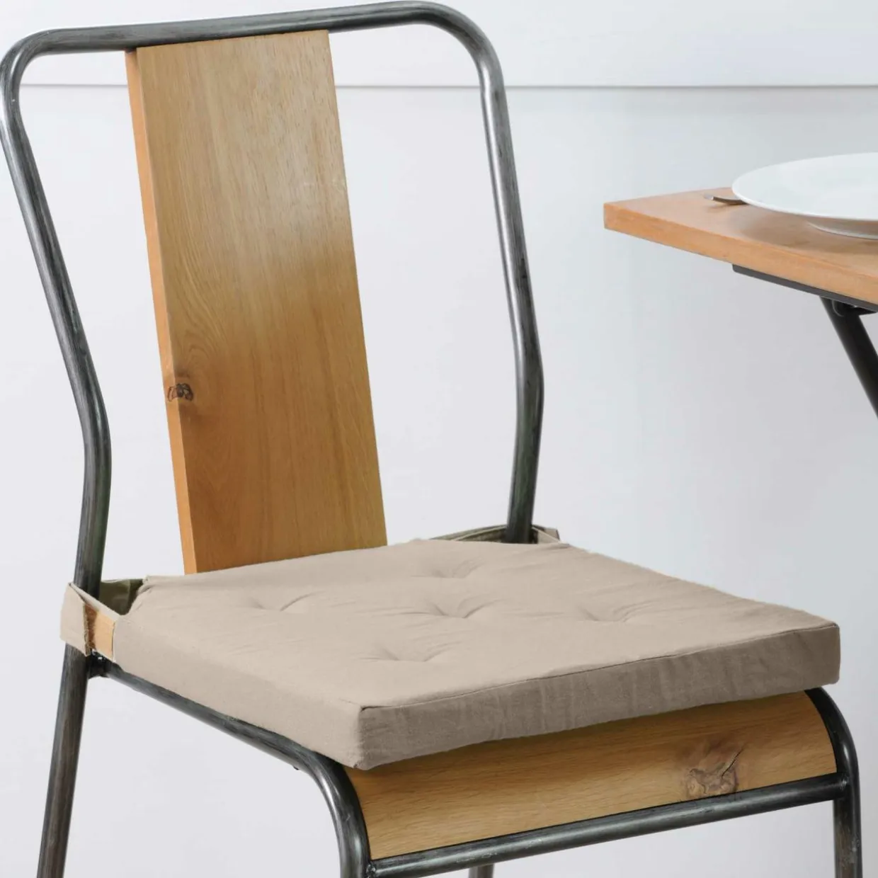 Galette de chaise carrée scratch (38 x 38 cm) Duo Beige