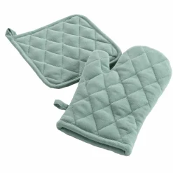 Gant et manique coton Ardenia uni Vert sauge