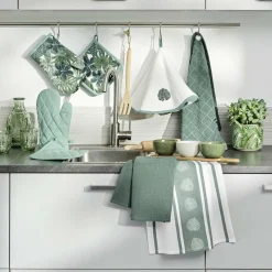 Gant et manique coton Ardenia uni Vert sauge