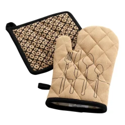 Gant et manique coton recyclé Cuisiline Beige