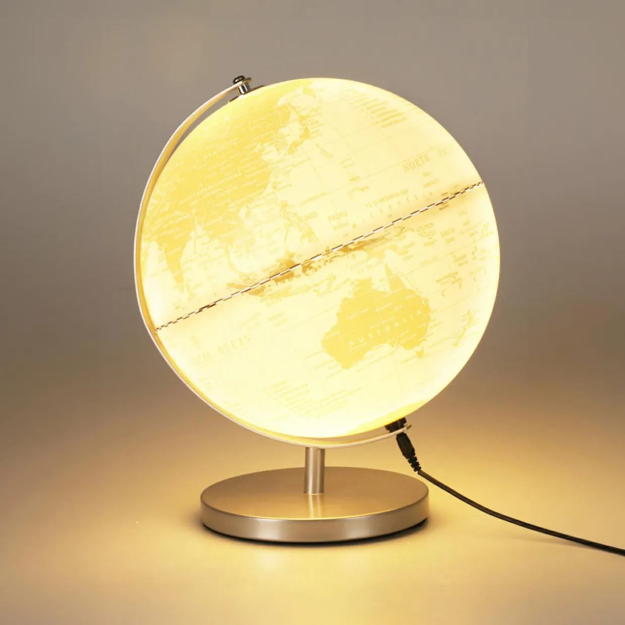 Globe terrestre lumineux (H31 cm) Map Monde Blanc