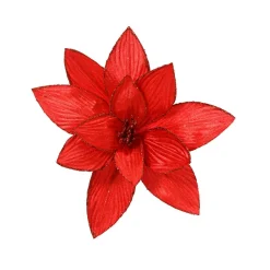 Grande Poinsettia de Noël sur clip (D30 cm) Velours Rouge