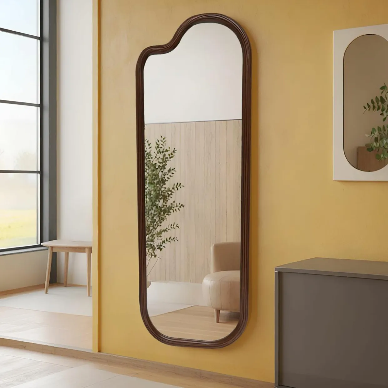 Grand miroir mural en bois (H173 cm) Calcutta Bois foncé